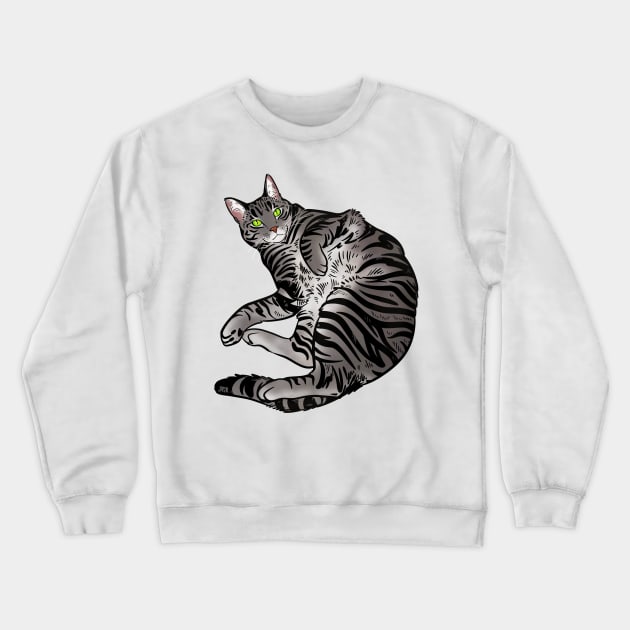 Silver tabby Crewneck Sweatshirt by jastinamor